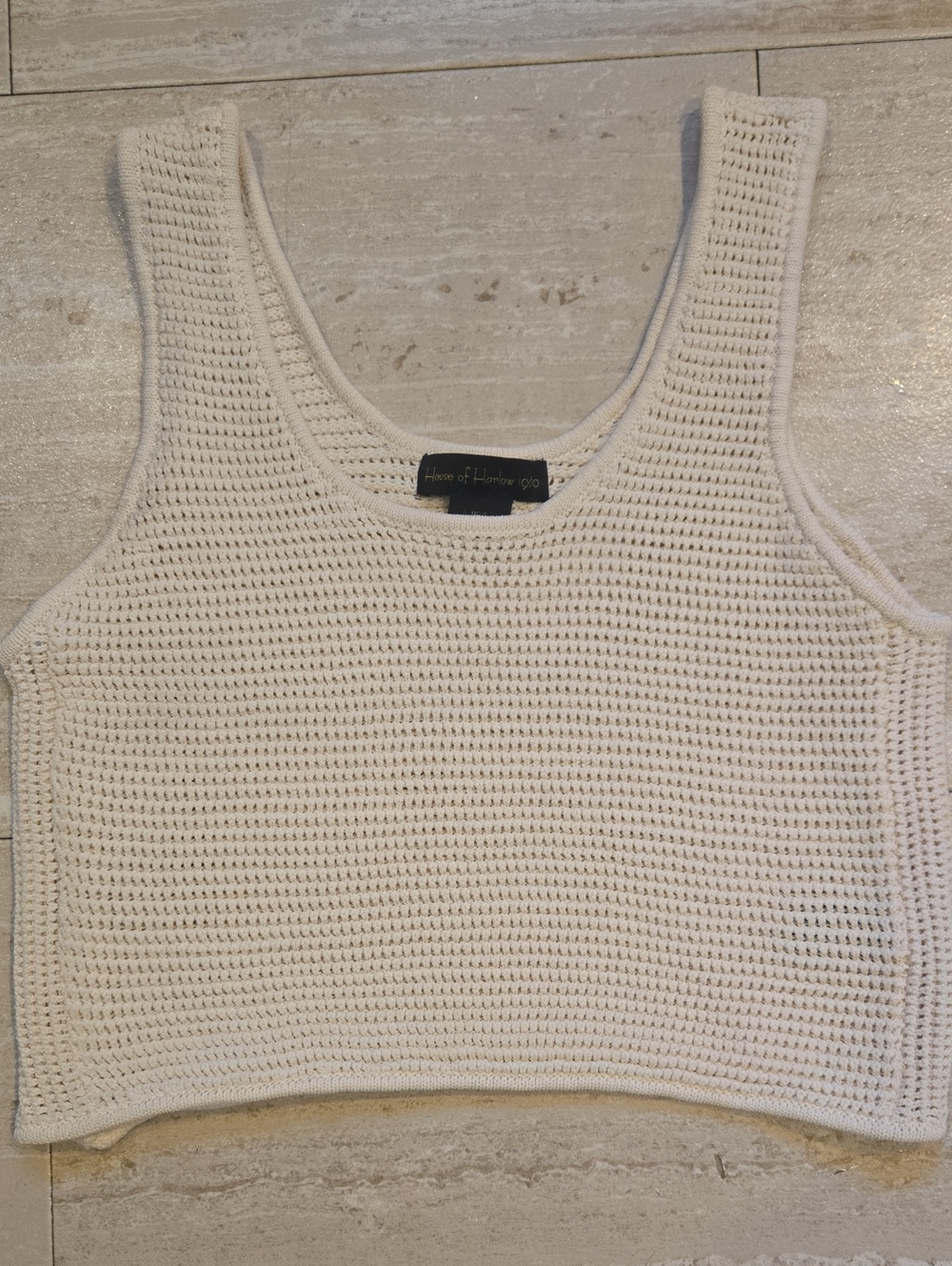 House of Harlow 1960 Cream Knit Tank Crop Top